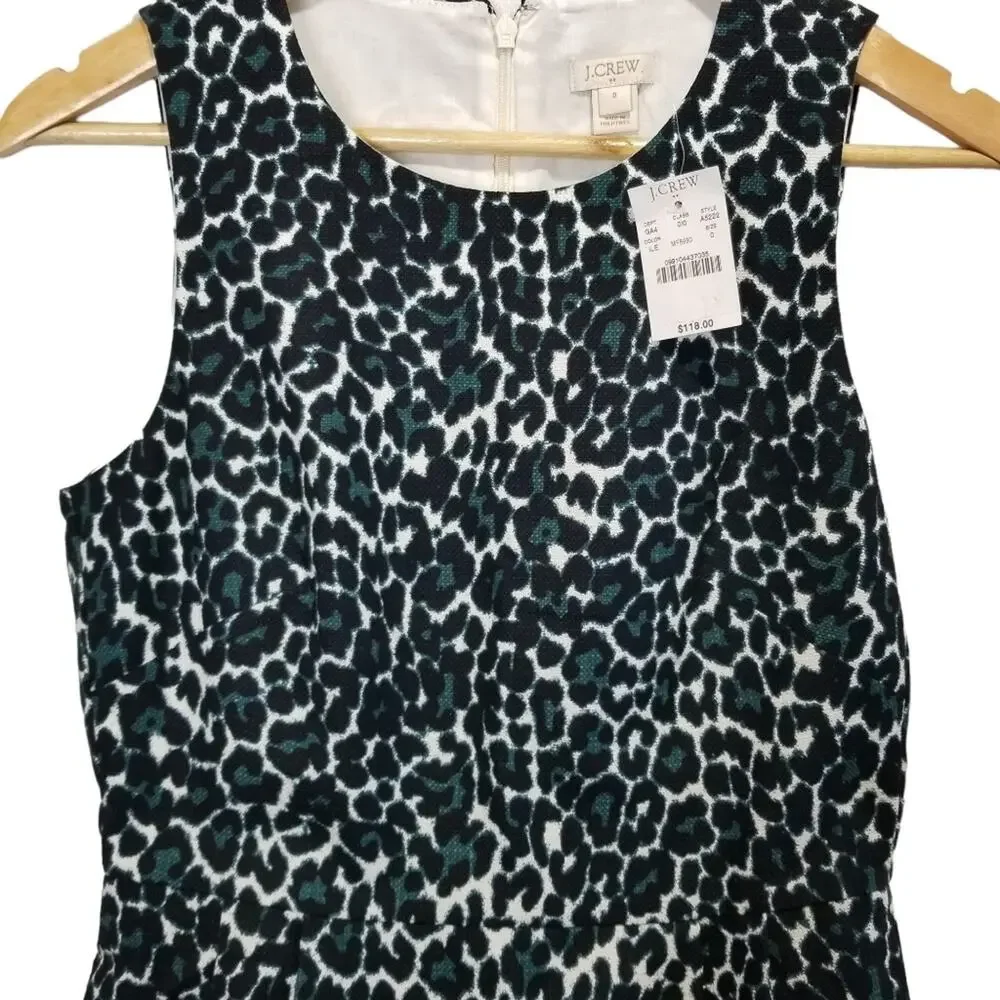 J. Crew Dress XS Sleeveless Animal Print Jumper Fit and Flare Dress NWT